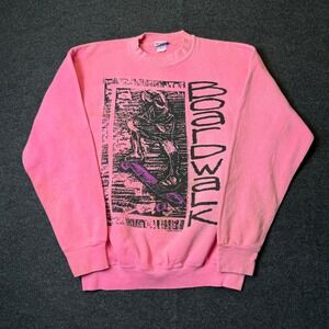Vintage 1989 Tultex Boardwalk Skateboard Sweatshirt Mens L Pink Skate Graphic
